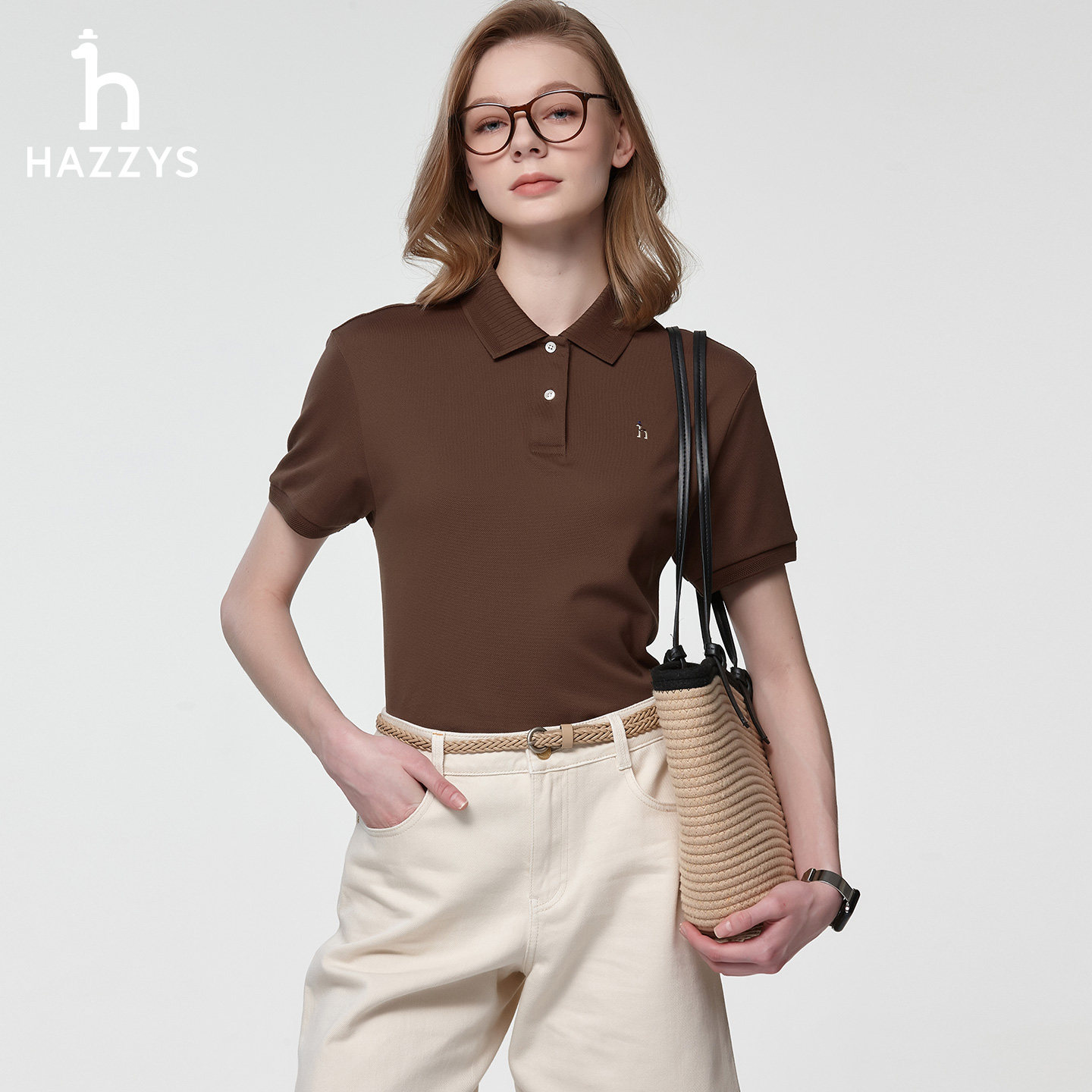 Hazzys哈吉斯春夏季多彩polo衫女士时尚休闲短袖T恤宽松上衣女潮,淘宝优惠券,粉丝福利购,淘宝优惠卷