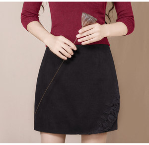 烟花烫CYM2019春新品女装气质修身百搭绣花包臀短裙半身裙 仙瑶