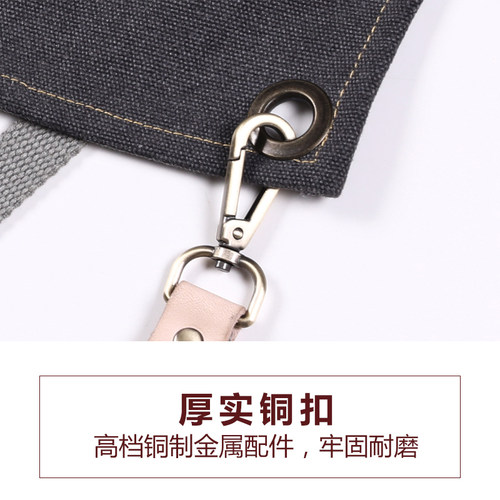 帆布围裙加厚耐磨高级咖啡师女工装男式烘焙专用餐饮牛仔围腰订制 - 图1
