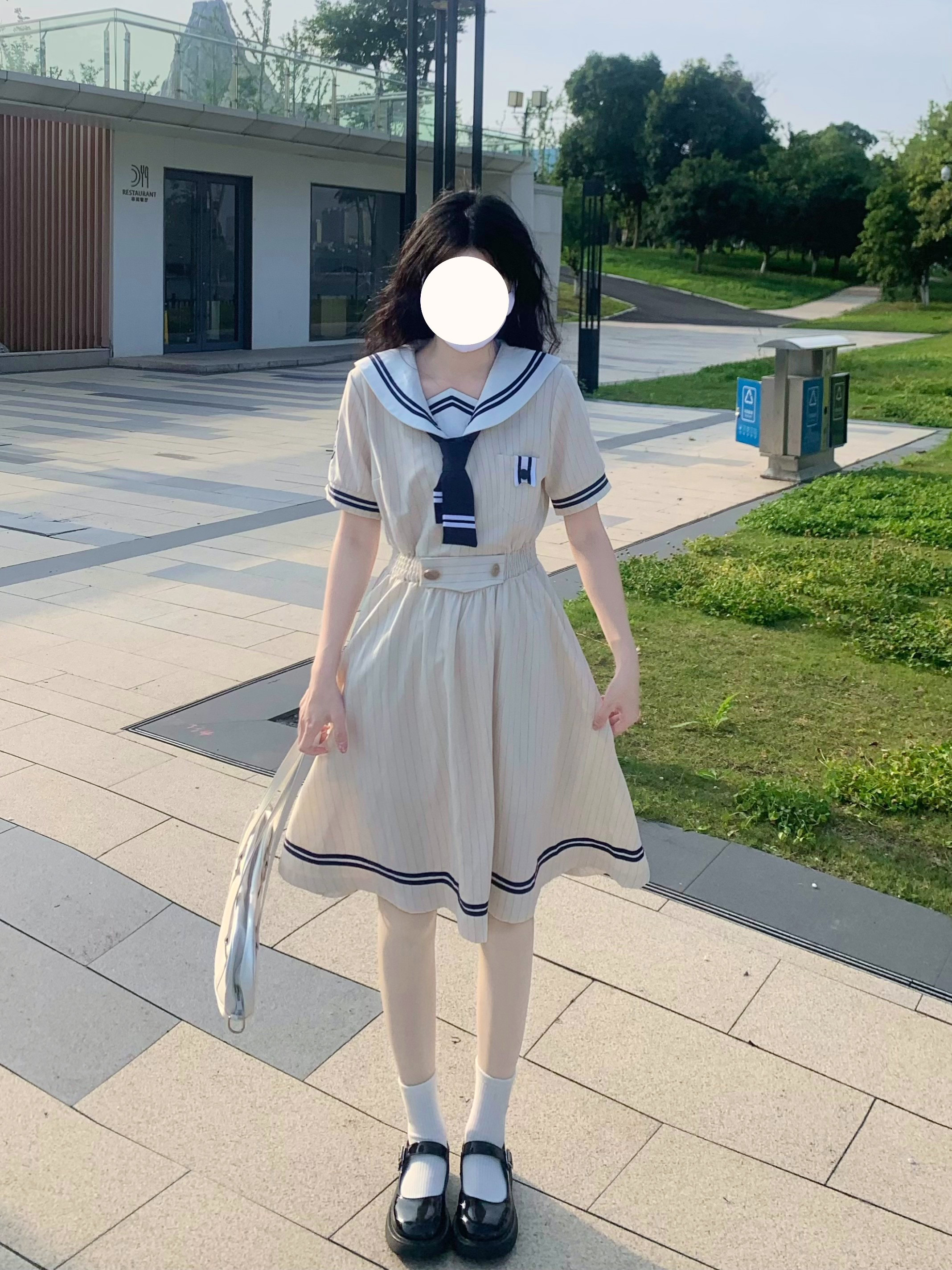 学院风连衣裙少女夏装2024新款初中高中学生日系JK制服海军领裙子-图3