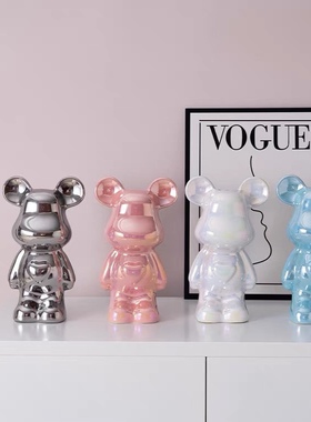 暴力熊存钱罐电镀客厅电视柜酒柜装饰品网红手办创意公仔陶瓷摆件