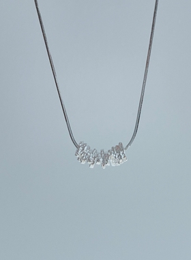 镀18k金碎银子项链女不规则简约设计感串珠锁骨链