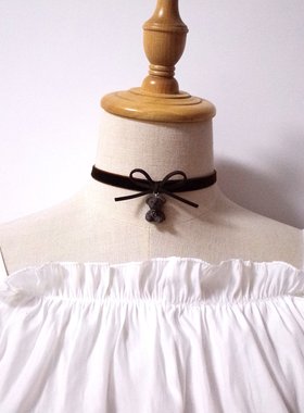 棕色小熊项圈 Lolita项链 少女心choker蝴蝶结 脖子饰品颈带 软妹