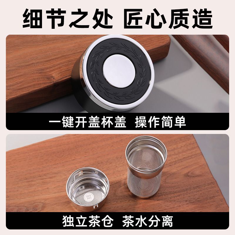 大容量玻璃水杯一键开盖玻璃杯防摔防耐高温水杯男2025新款茶杯子 - 图3