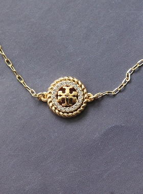 金色镶钻双Tlogo链条手链