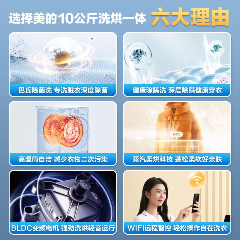 Midea/美的MD100V33WY滚筒洗衣机全自动家用10公斤大容量洗烘一体-图0