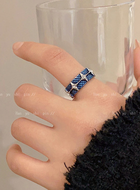 甜酷牛仔星芒开口戒指春季新款轻奢高级感个性镶钻五角星情侣指环