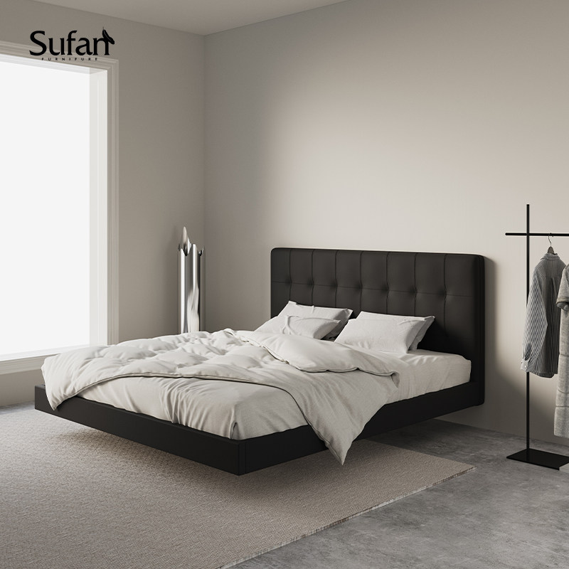 Кровать двуспальная Sufanhome кожа белая