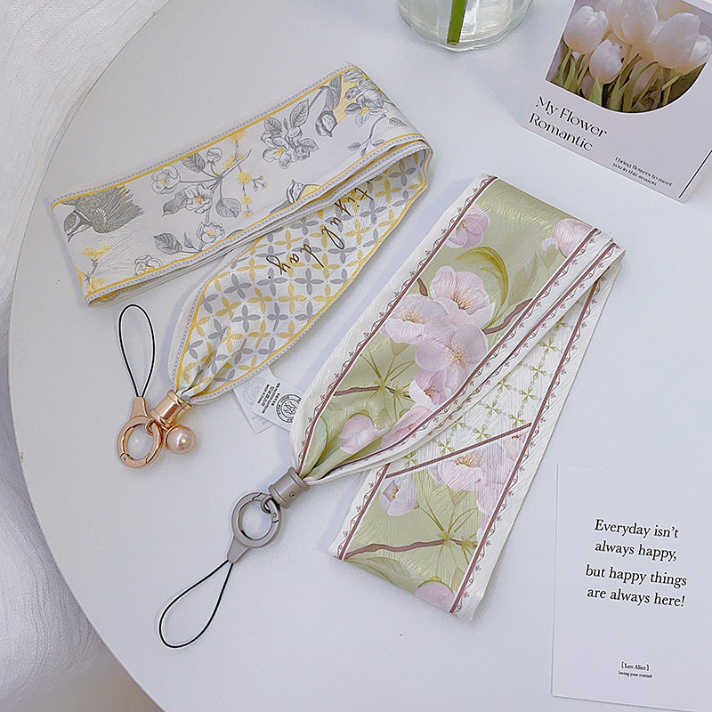 Yujie mobile phone lanyard ice silk scarf fabric