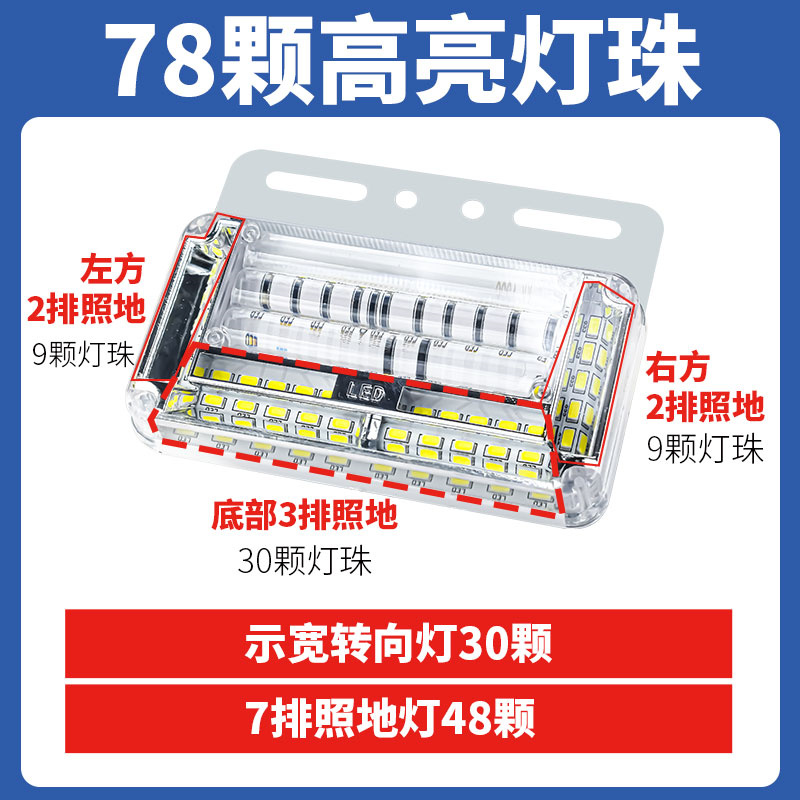 挂车新款led七排照地货车边灯24v防水超亮强光多功能示宽灯侧腰灯 - 图2