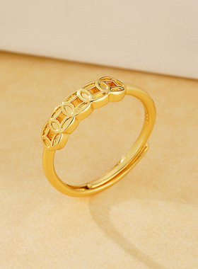 纯银2025年新爆款五帝钱币戒指