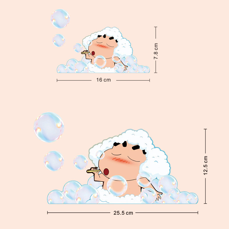 蜡笔小新浴室镜子装饰贴纸卫生间镜面可爱贴画玻璃门瓷砖墙自粘贴 - 图1