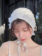 日系少女纯黑白色系带泳帽网纱花边萝莉舒适不勒头可爱加大游泳帽