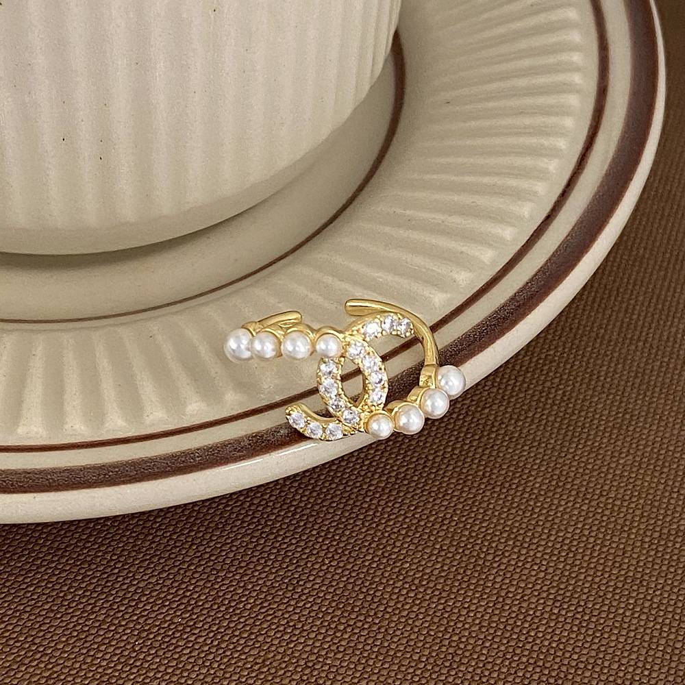 Pearl zircon open ring women's niche design high-end index finger ring ins Hepburn style fashion personalized ring