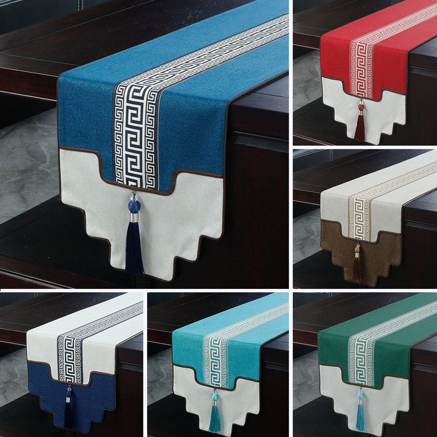 新中式桌旗禅意茶席轻奢高端茶台茶几茶旗防滑布艺电视柜长条盖布,淘宝优惠券,粉丝福利购,淘宝优惠卷