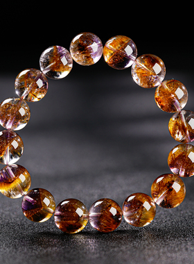 天然黄超七聚宝盆贵色超级七手链