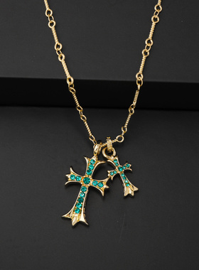 k罗星锁骨链水钻大小双十字架