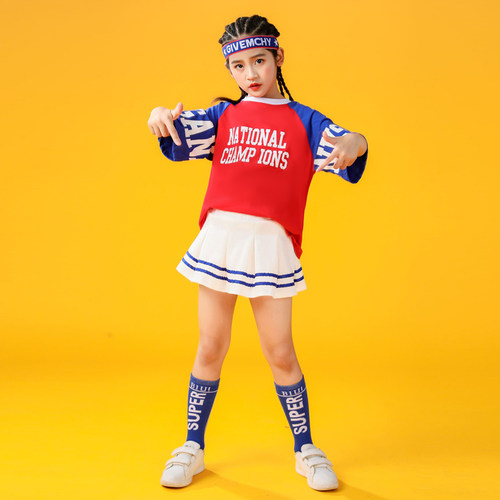 儿童拉拉队服装小学生啦啦操运动会表演服爵士舞嘻哈比赛演出服装 - 图2