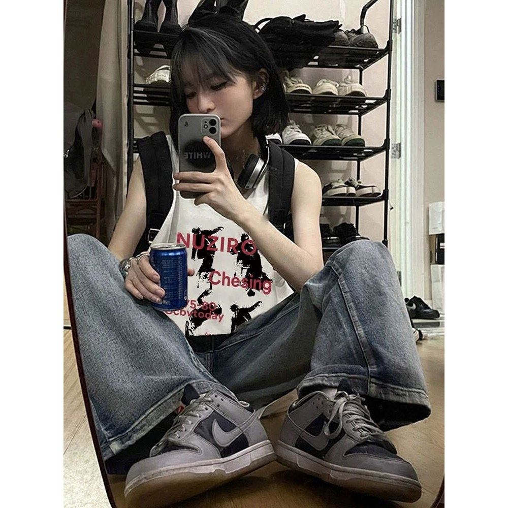 甜辣风坎肩背心女夏外穿2025新款宽松t恤吊带设计感运动无袖上衣,淘宝优惠券,粉丝福利购,淘宝优惠卷