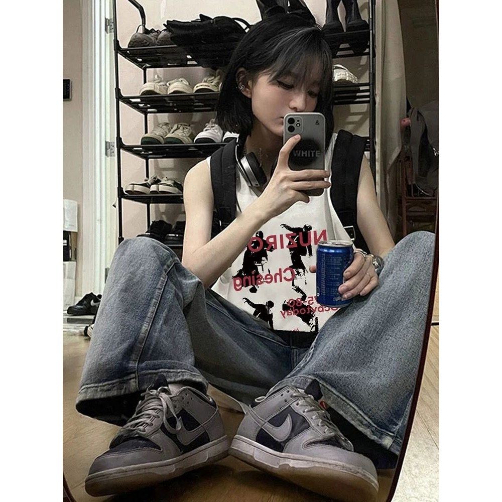 甜辣风坎肩背心女夏外穿2025新款宽松t恤吊带设计感运动无袖上衣,淘宝优惠券,粉丝福利购,淘宝优惠卷