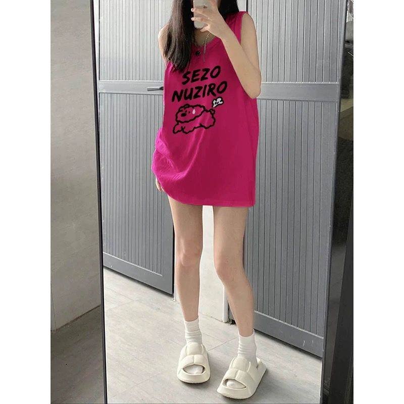 火龙果色无袖背心女夏外穿坎肩甜辣妹风宽松t恤2025新款吊带上衣,淘宝优惠券,粉丝福利购,淘宝优惠卷