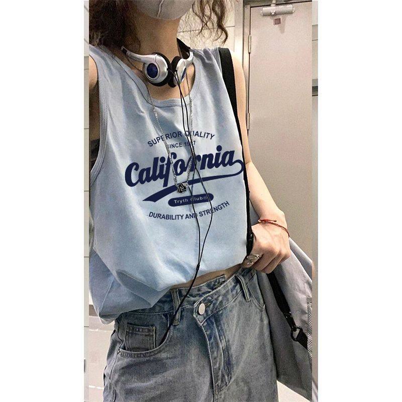 粉色字母休闲无袖背心女夏季多巴胺穿搭外穿宽松砍袖上衣吊带T恤,淘宝优惠券,粉丝福利购,淘宝优惠卷