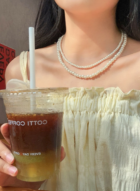少女CEO法式珍珠项链2024年新款轻奢小众粗链条网红爆款锁骨链