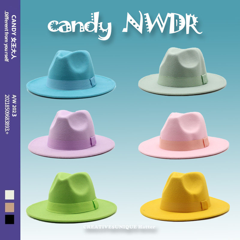 欧美风秋冬新款毛毡爵士帽女时尚方块丝带法式礼帽男款,淘宝优惠券,粉丝福利购,淘宝优惠卷