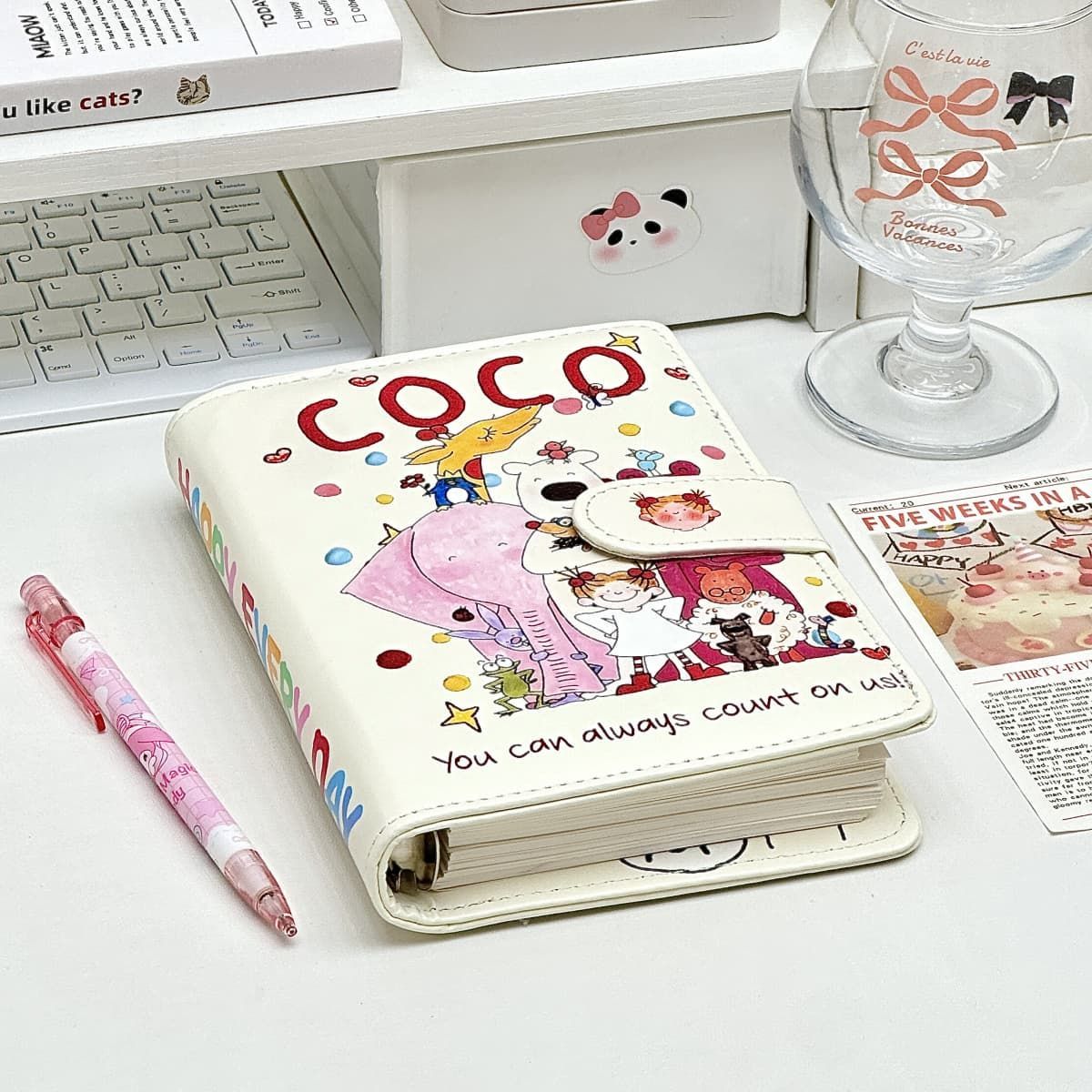 COCO酱可拆卸PU皮质a6活页本学生高颜值笔记本情侣日记本子可爱 - 图2