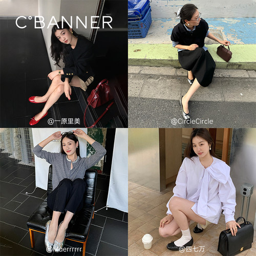 千百度芭蕾舞鞋舒适春秋休闲蝴蝶结单鞋女羊皮晚晚鞋平底鞋摇摇鞋 - 图3