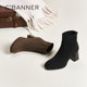 Qianbaidu thick high heel elastic sock boots for women 2025 autumn and winter new fashion boots short boots