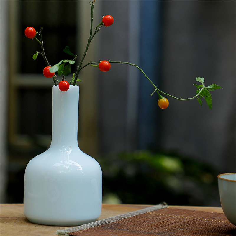 影青瓷玉净瓶茶道花插花器家居摆件陶瓷小花瓶观音瓶供佛禅意花瓶 - 图1