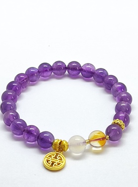 天然紫水晶手链小众设计高级轻奢闺蜜礼物紫锂云母手串