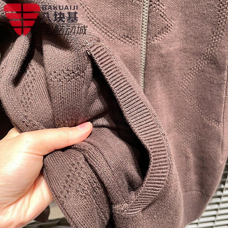 阿迪达斯男装2026新年款绞花针织棕色美式开衫立领夹克外套KE4060,淘宝优惠券,粉丝福利购,淘宝优惠卷