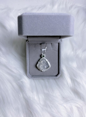 S925纯银项链天然玉髓玉佛吊坠祖母绿颈链锁骨链精美(中)