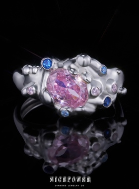 NICEPOWER  S925银异形繁花戒指 欧美Y2K嘻哈风复古满钻戒指