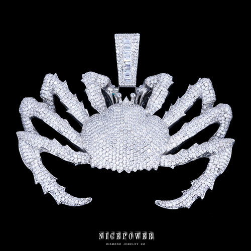 NICEPOWER 台湾联名GOLDCOAST帝王蟹 欧美嘻哈满钻 螃蟹吊坠 - 图0