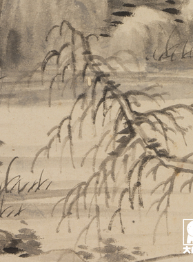 董其昌 秋林读书图 传统山水画临摹绢布画稿古代山水画复制范本