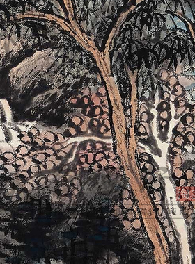 启功仿大痴山水传统山水画临摹范本中式装饰画艺术微喷绢布画心