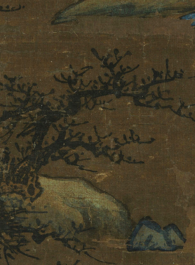 楼观江山雪霁图传统青绿山水画临摹范本中式装饰画艺术绢布画心