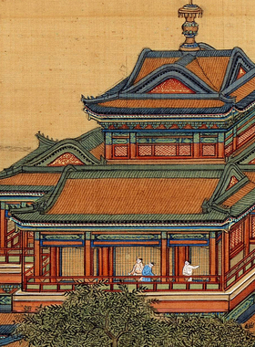 唐岱孙祜等新丰图传统青绿山水画临摹范本中式装饰画艺术绢布画心