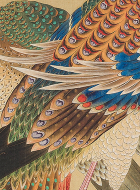 沈铨款丹凤朝阳图微喷打印明清花鸟画临摹绢布画稿工笔凤凰画范本