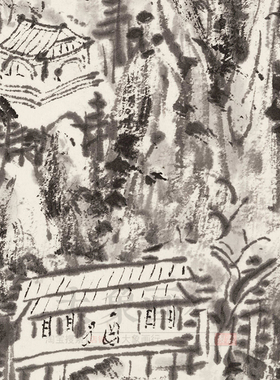 黄宾虹青城十二景国画图选临摹范本画稿中式装饰画艺术微喷画芯