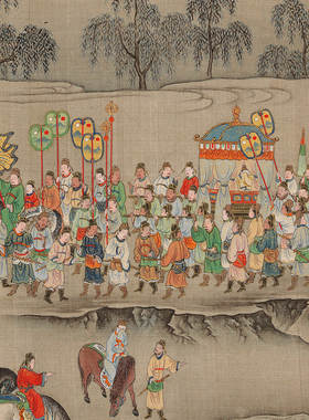 狩野山雪长恨歌图卷下高清微喷工笔人物画长卷复制传统仕女画底稿