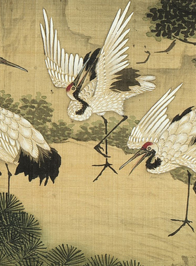 大象画行松鹤画范本中式古画
