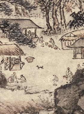 戴进关山行旅图高清微喷明清山水画临摹绢布画稿传统山水教学范本