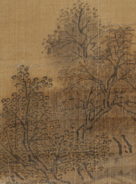 雪舟等杨仿李唐山水壹壹高清微喷宋元山水画临摹绢布画稿传统山水