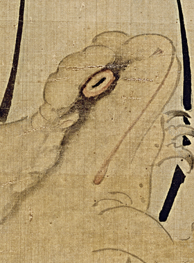 商喜过海彩色人物仿古风丝绢画