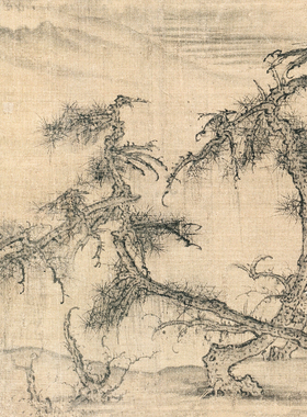 王诜溪山秋霁图宋元山水仿古山水高清国画彩色临摹画稿底稿微喷