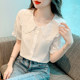ຄົນອັບເດດ: ເທິງ, ສີບົວ doll collar ເສື້ອ chiffon